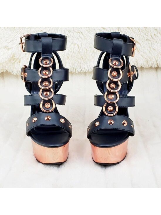 Pleaser Shoes - Delight 658 Rose Gold High Heel Platform Cage Sandals Shoes